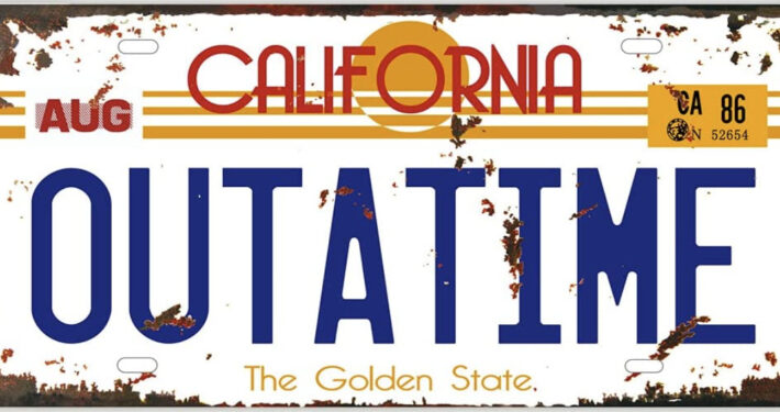 iconic license plate from Back to the Future ("OUTATIME")