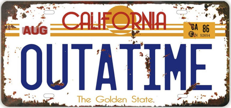 iconic license plate from Back to the Future ("OUTATIME")