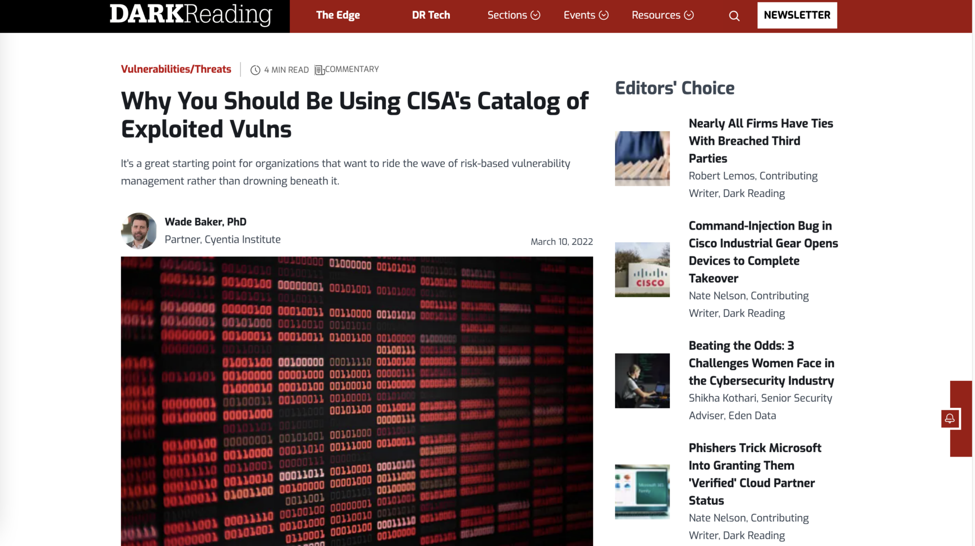 Cyentia Institute research featured in DarkReading